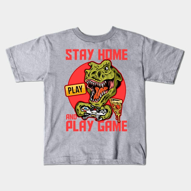 dino play games Kids T-Shirt by Mako Design 